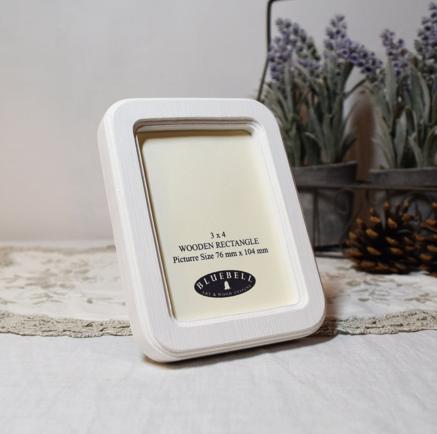 White 3" x 4" Rectangle Handmade Wooden Photo Picture Frame