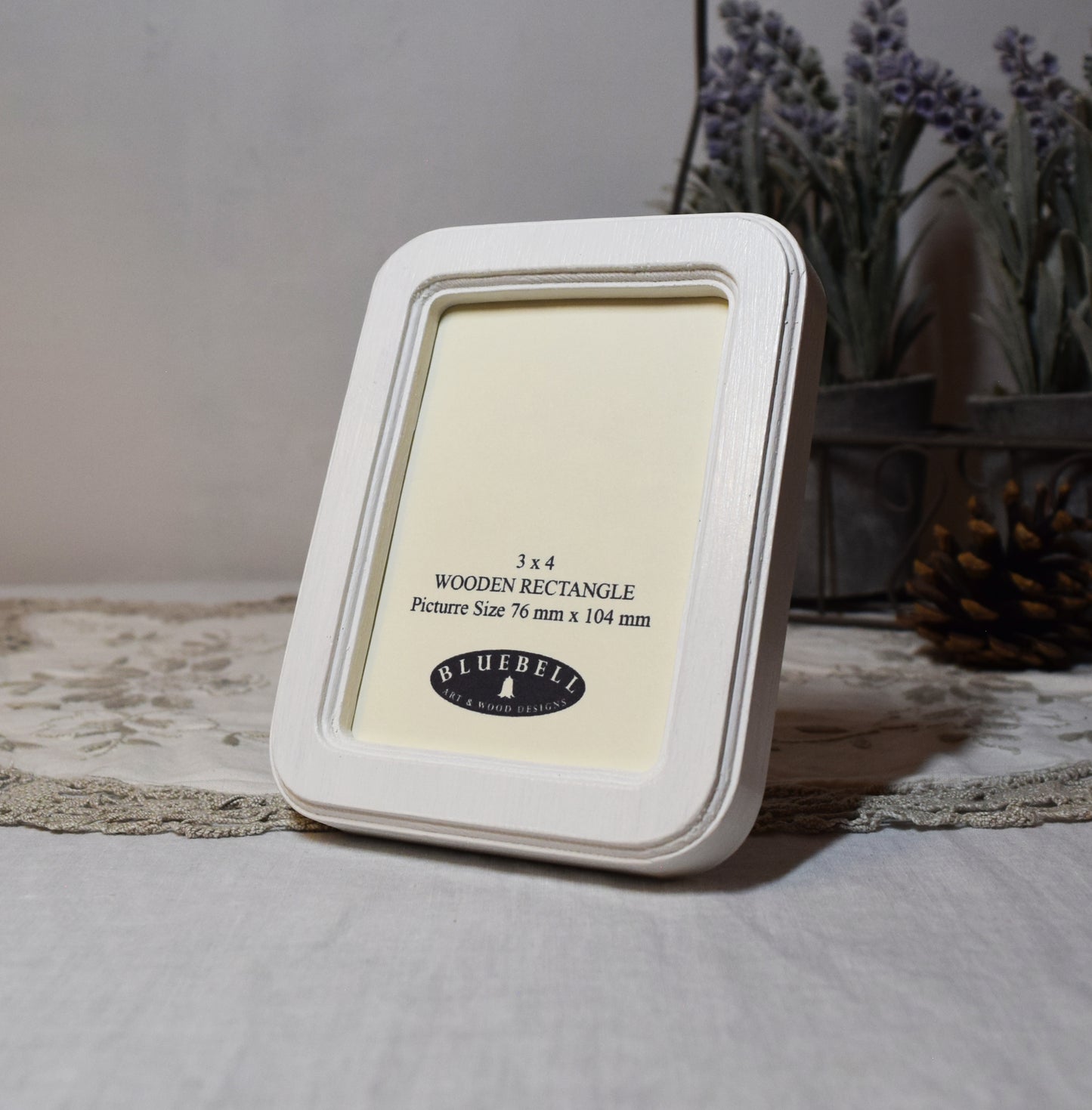 White 3" x 4" Rectangle Handmade Wooden Photo Picture Frame