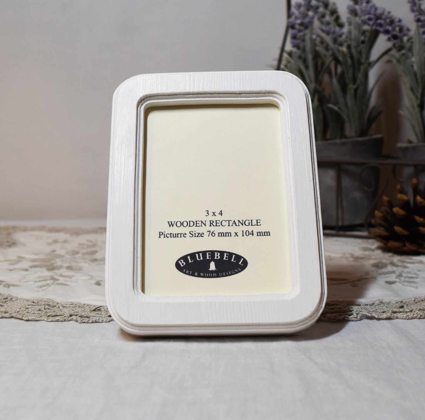 White 3" x 4" Rectangle Handmade Wooden Photo Picture Frame