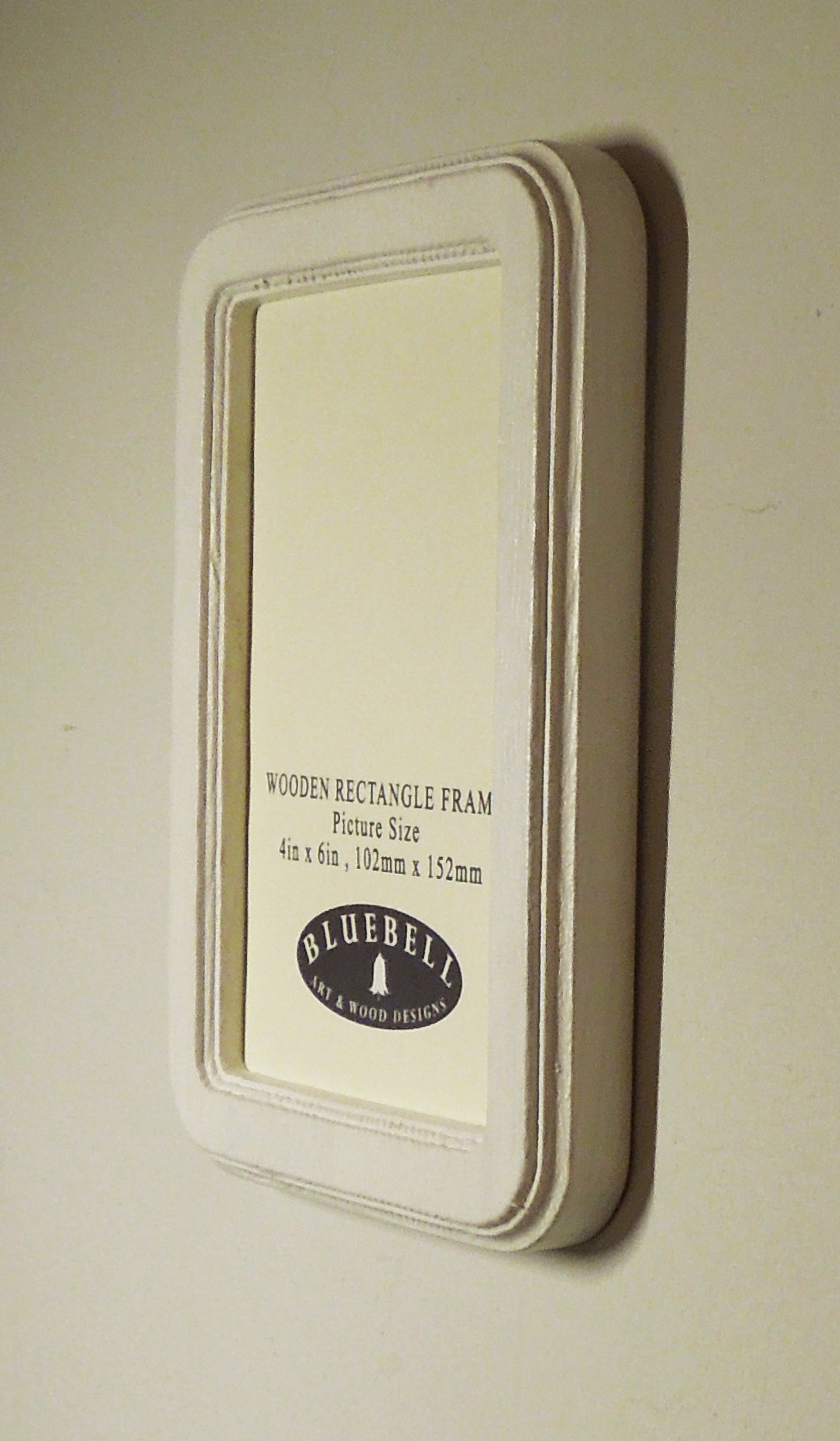 White 4" x 6" Rectangle Roman Edged Handmade Wooden Photo Picture Frame