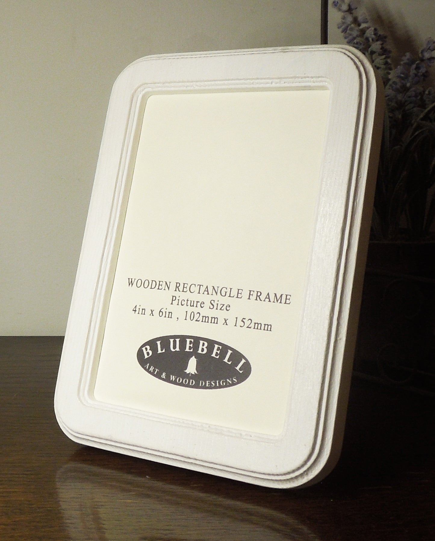 White 4" x 6" Rectangle Roman Edged Handmade Wooden Photo Picture Frame