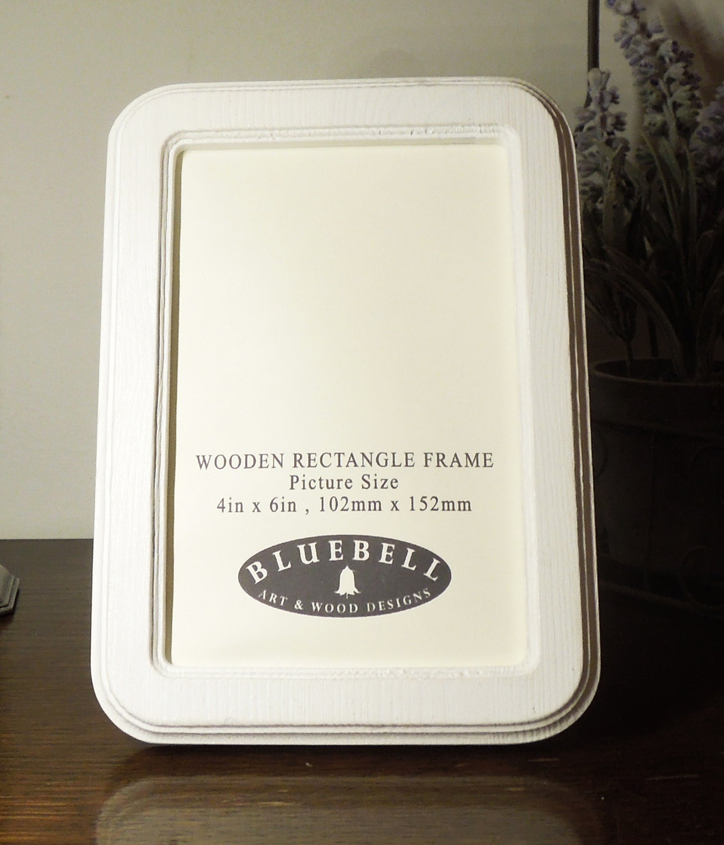 White 4" x 6" Rectangle Roman Edged Handmade Wooden Photo Picture Frame