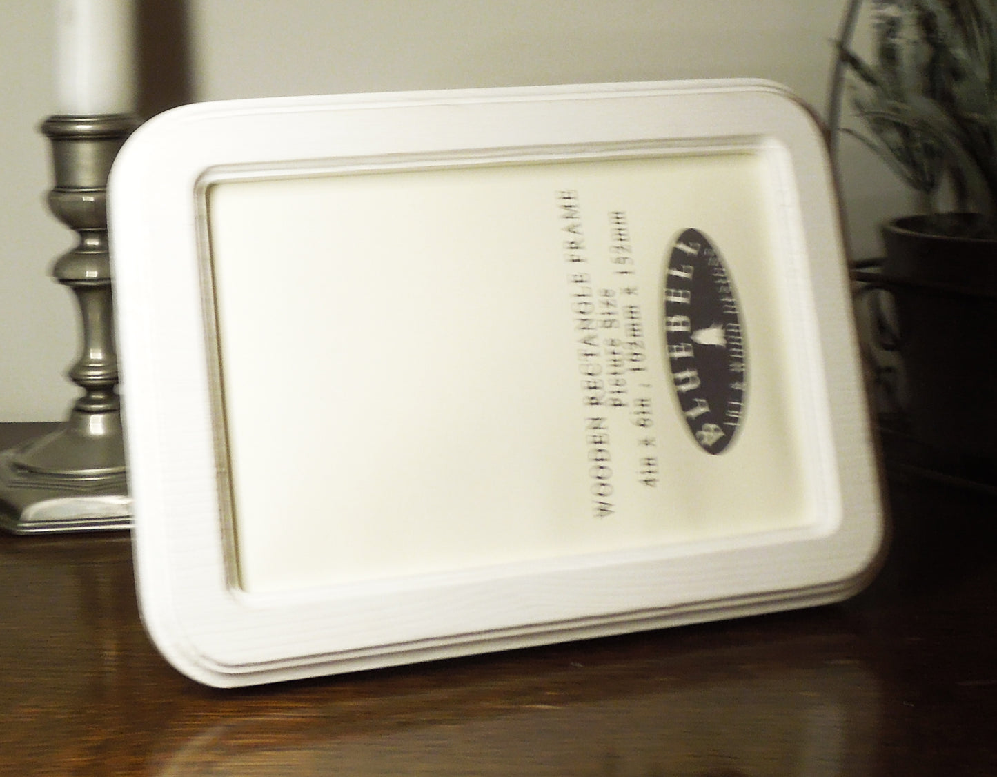 White 4" x 6" Rectangle Roman Edged Handmade Wooden Photo Picture Frame