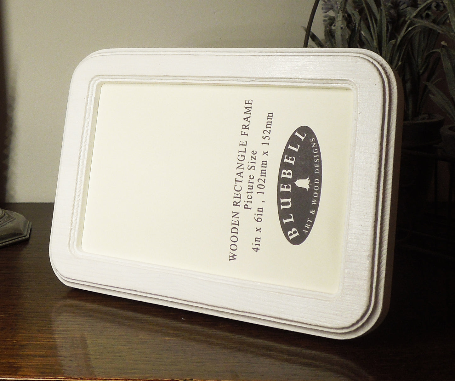 White 4" x 6" Rectangle Roman Edged Handmade Wooden Photo Picture Frame