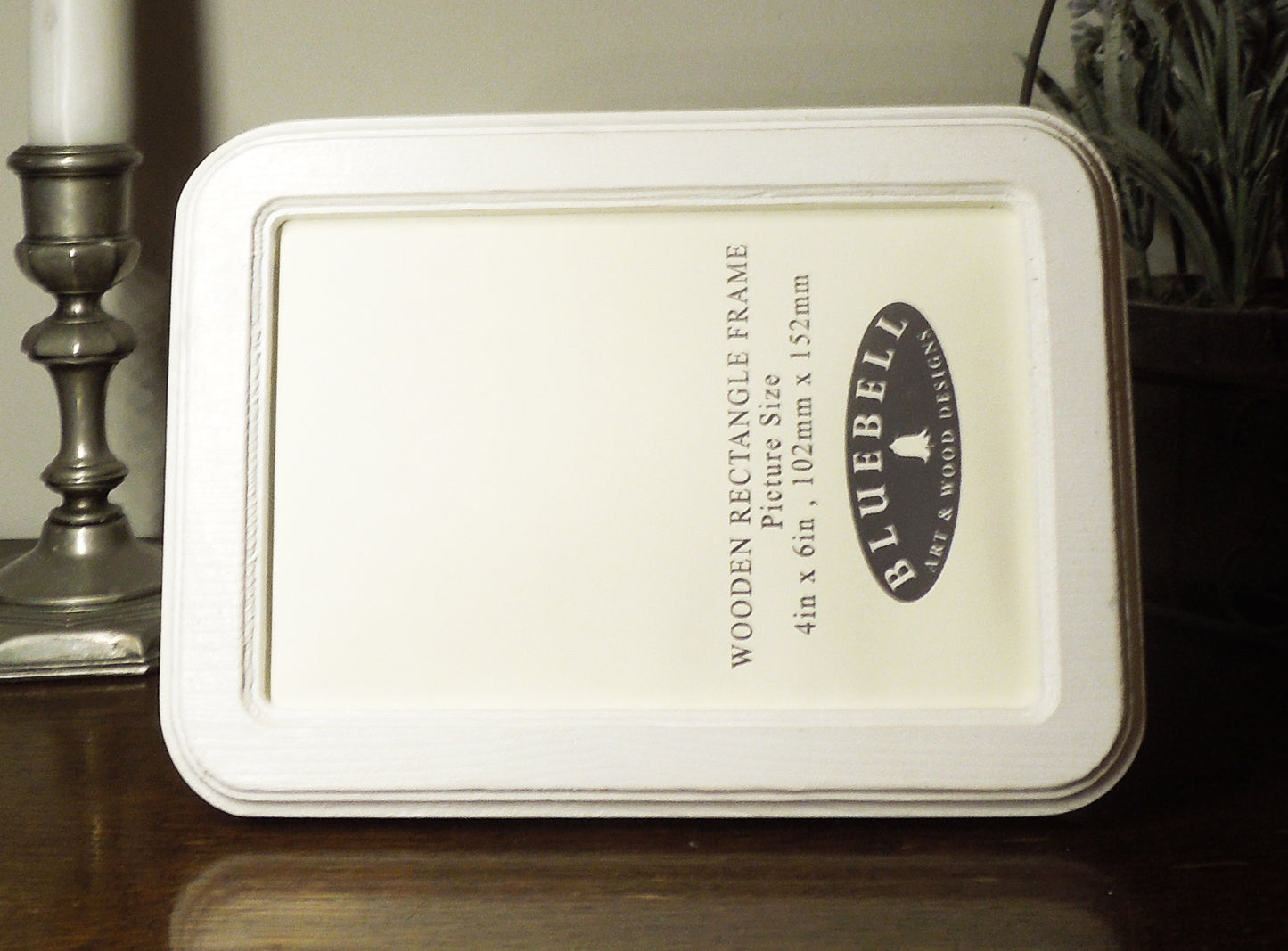 White 4" x 6" Rectangle Roman Edged Handmade Wooden Photo Picture Frame