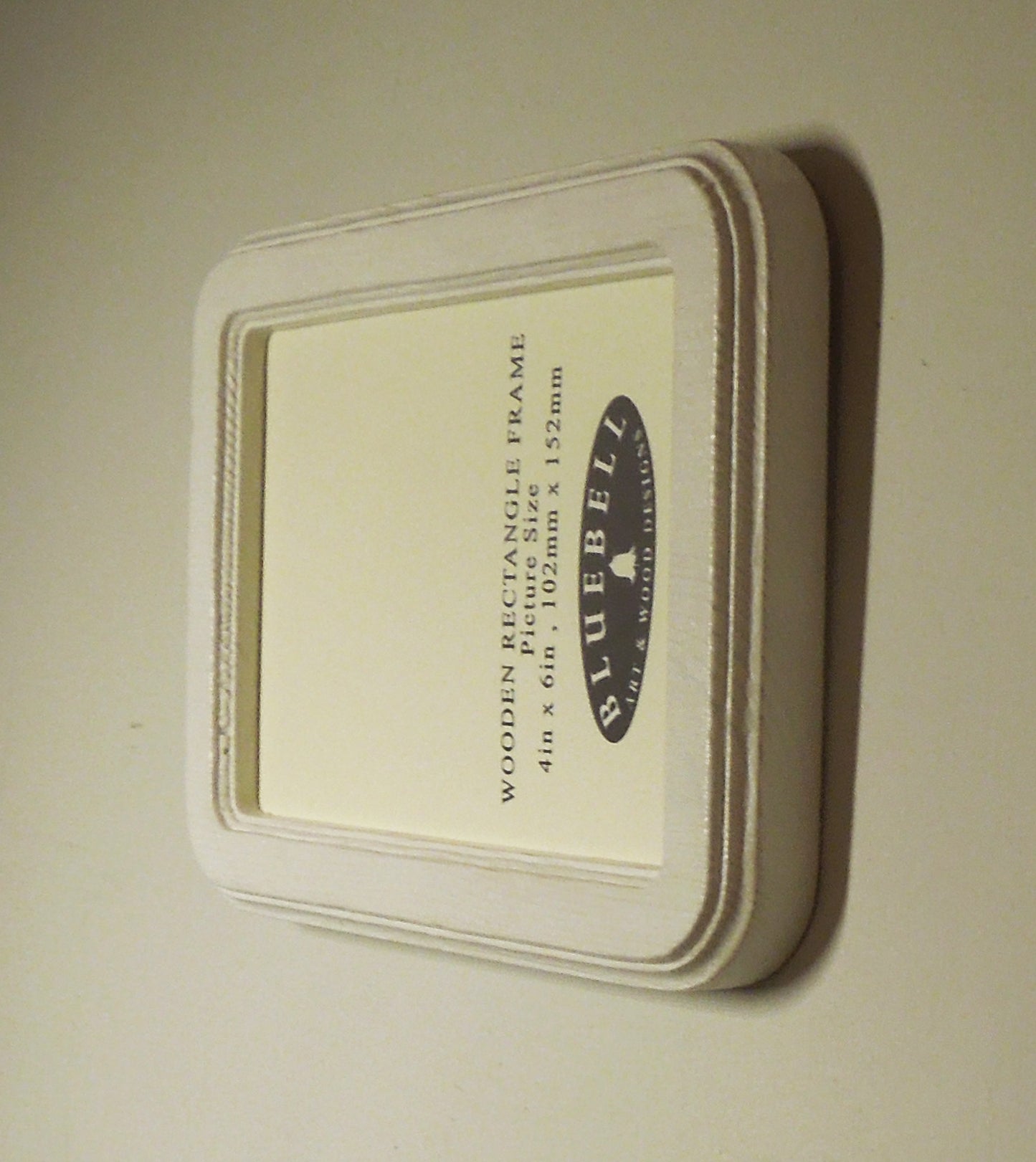 White 4" x 6" Rectangle Roman Edged Handmade Wooden Photo Picture Frame