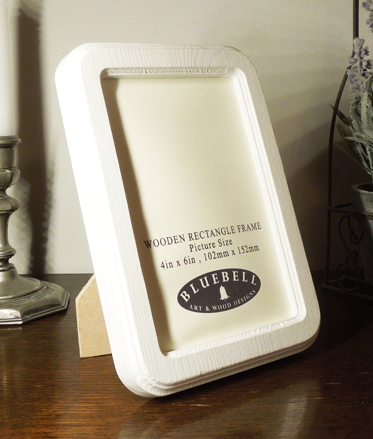 White 4" x 6" Rectangle Roman Edged Handmade Wooden Photo Picture Frame