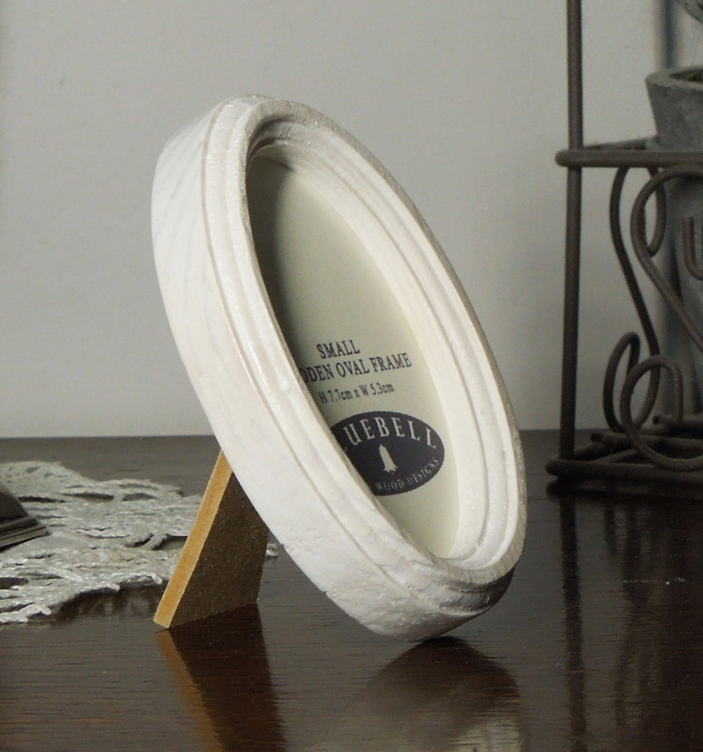 White 2" x 3" Oval Handmade Wooden Photo Picture Frame