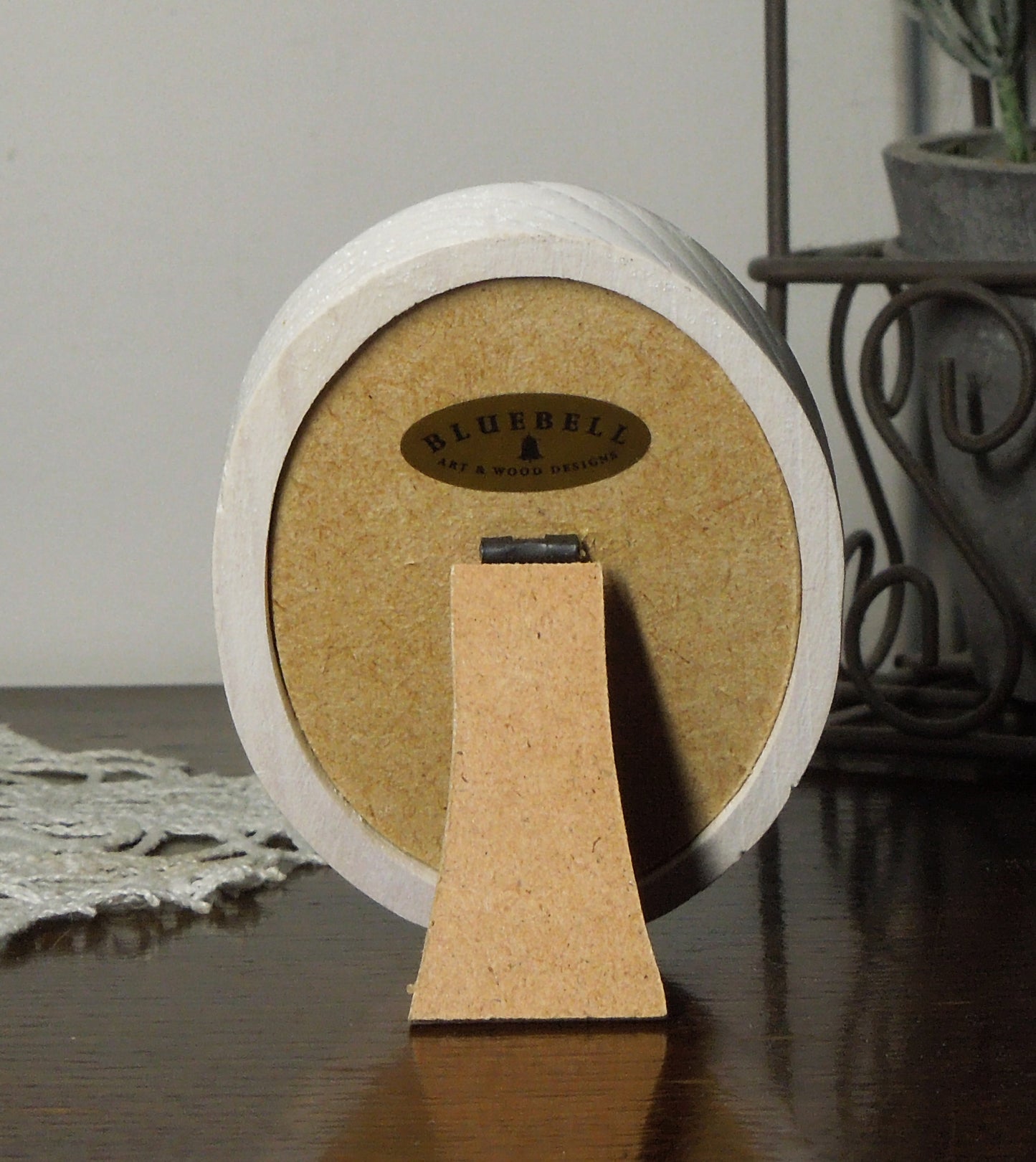 White 2" x 3" Oval Handmade Wooden Photo Picture Frame