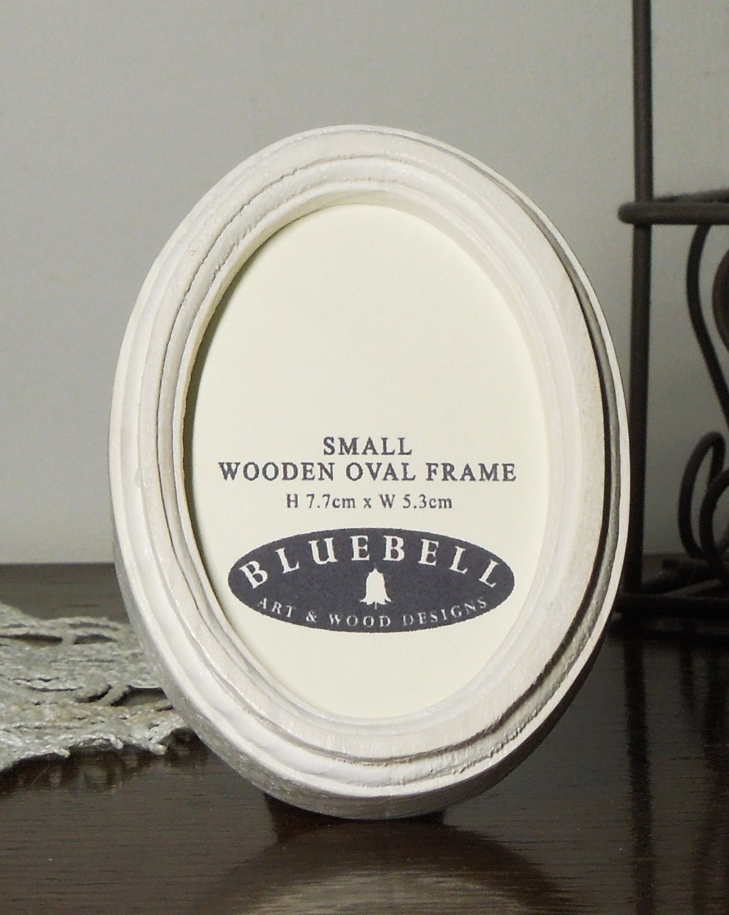White 2" x 3" Oval Handmade Wooden Photo Picture Frame