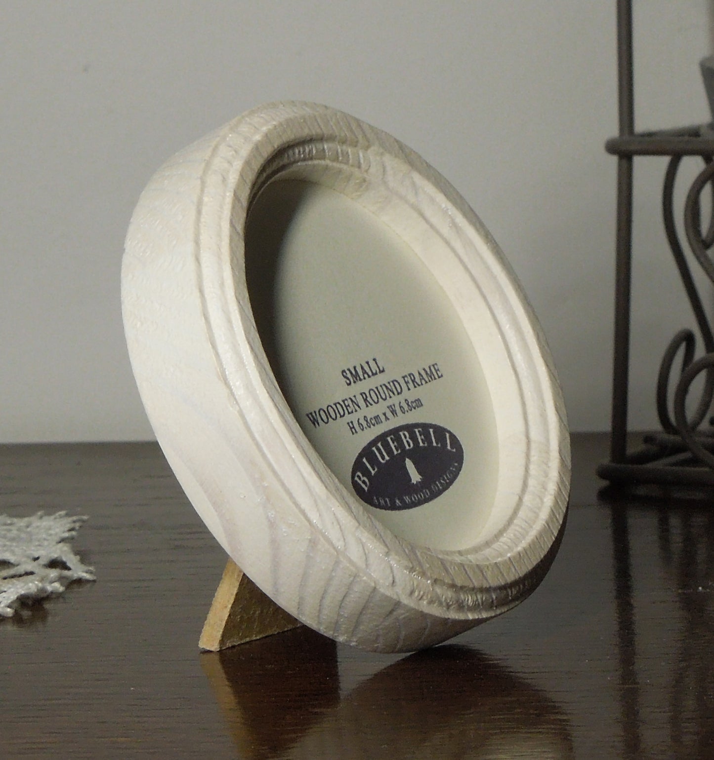 White 2.5" x 2.5" Round Handmade Wooden Photo Picture Frame