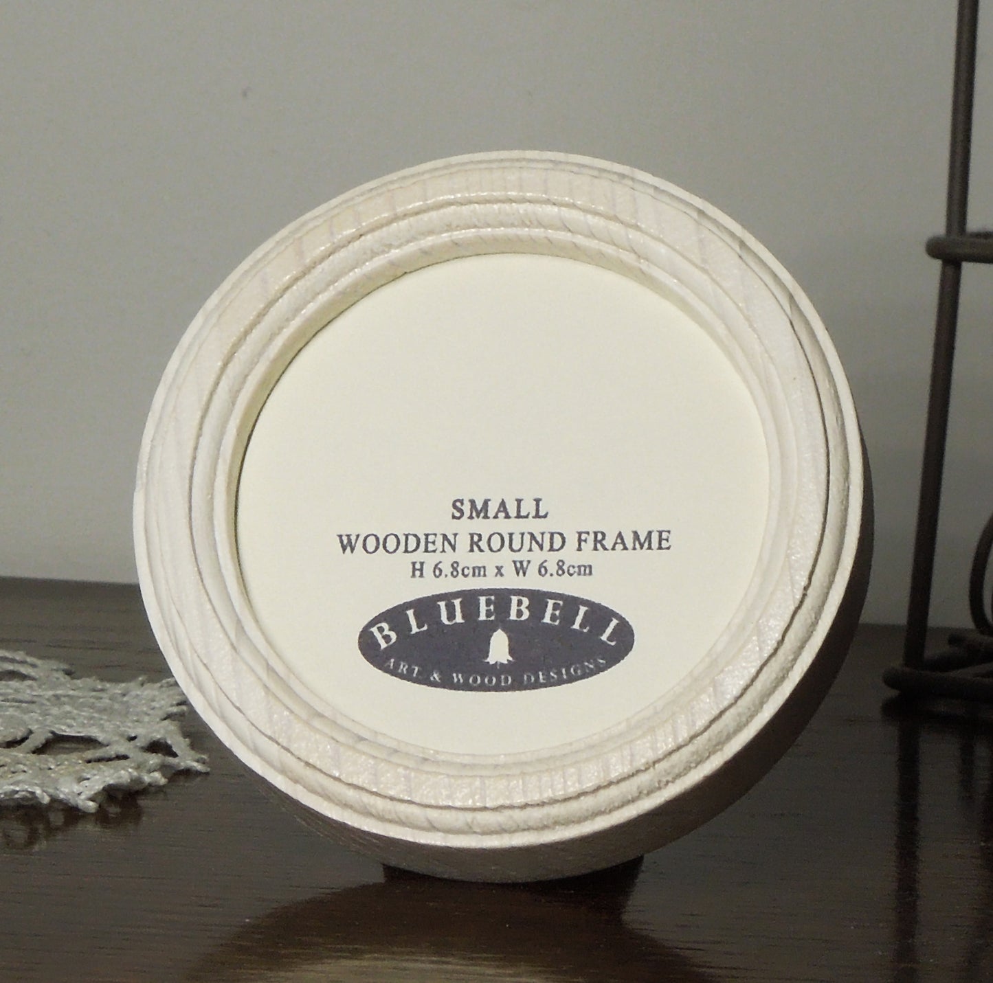 White 2.5" x 2.5" Round Handmade Wooden Photo Picture Frame