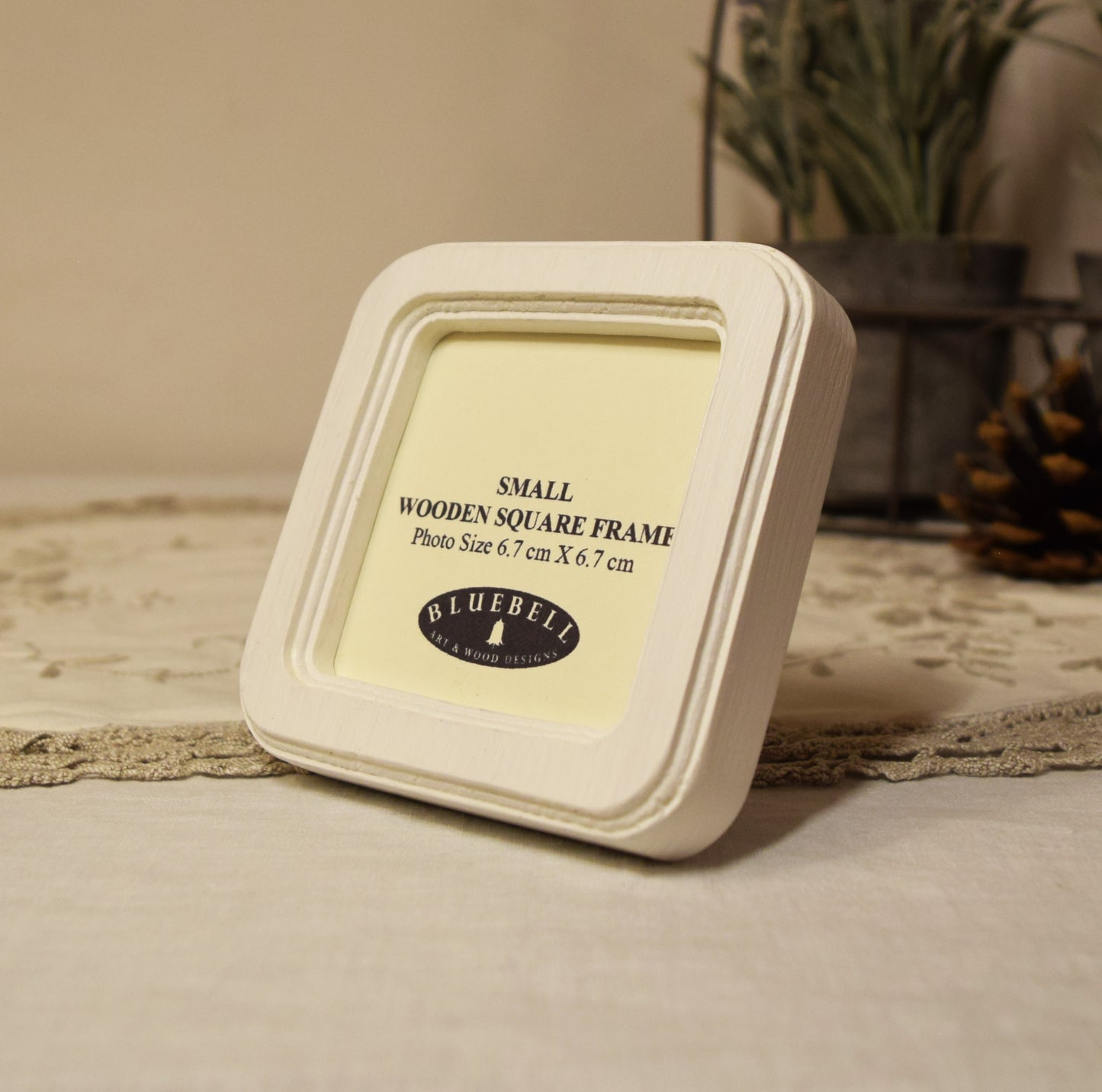 White 2.5" x 2.5" Square Handmade Wooden Photo Picture Frame