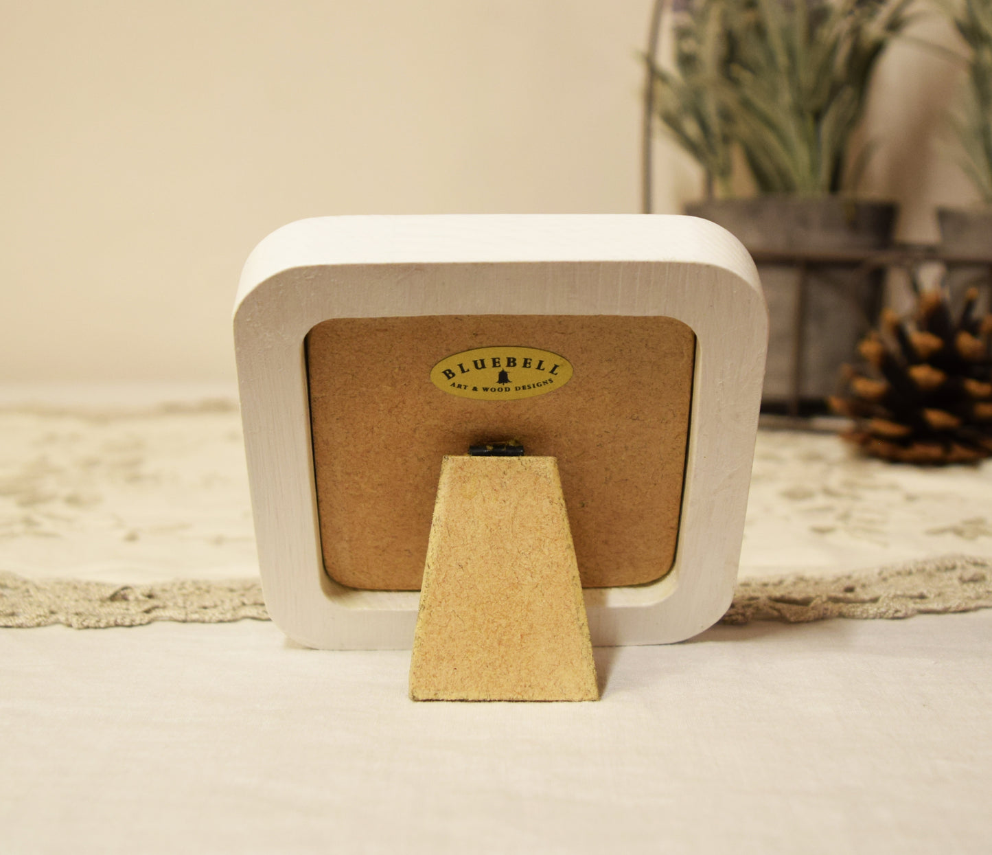 White 2.5" x 2.5" Square Handmade Wooden Photo Picture Frame