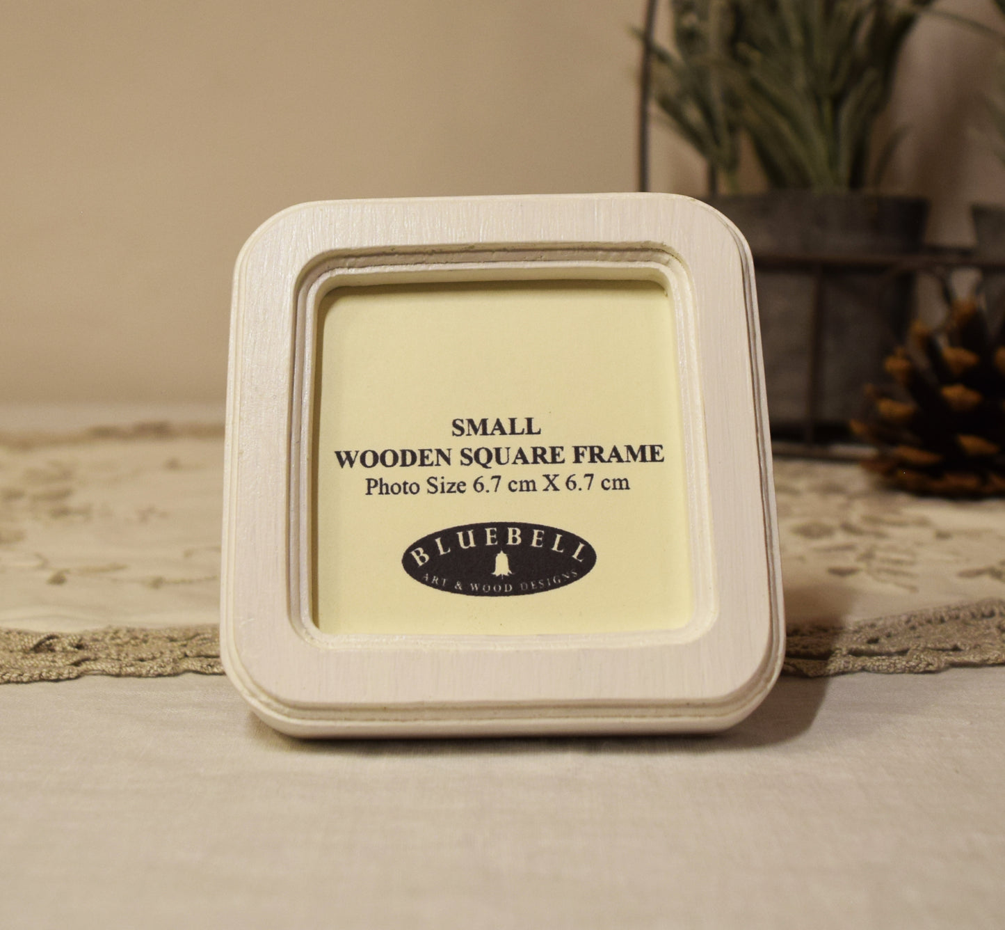 White 2.5" x 2.5" Square Handmade Wooden Photo Picture Frame