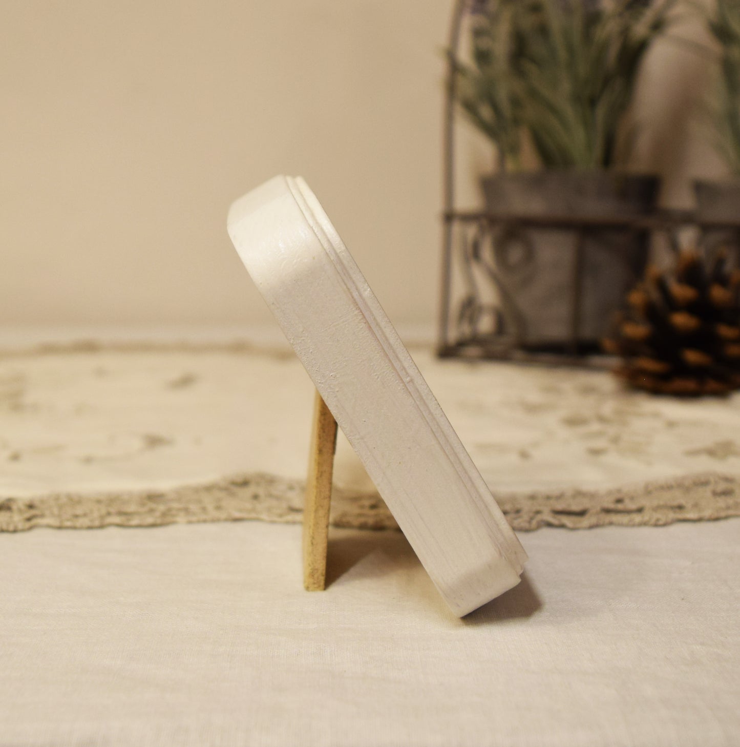 White 2.5" x 2.5" Square Handmade Wooden Photo Picture Frame