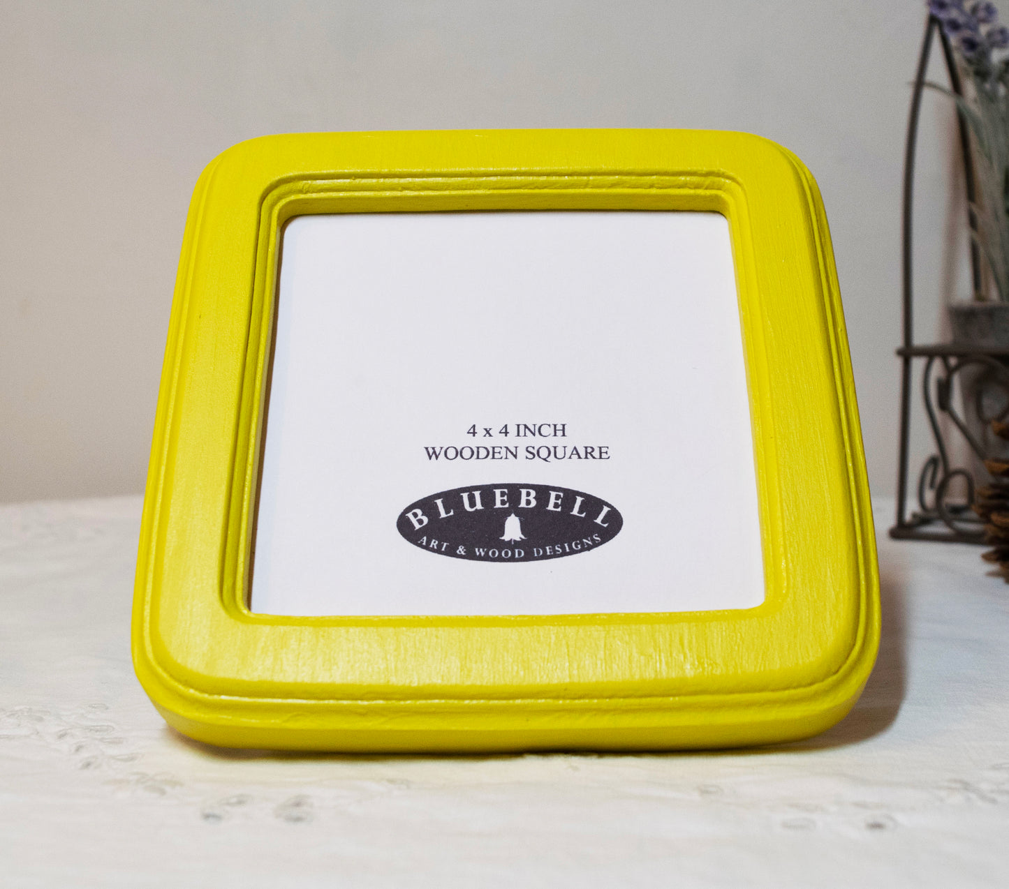 Yellow 4" x 4" Square Handmade Wooden Photo Picture Frame