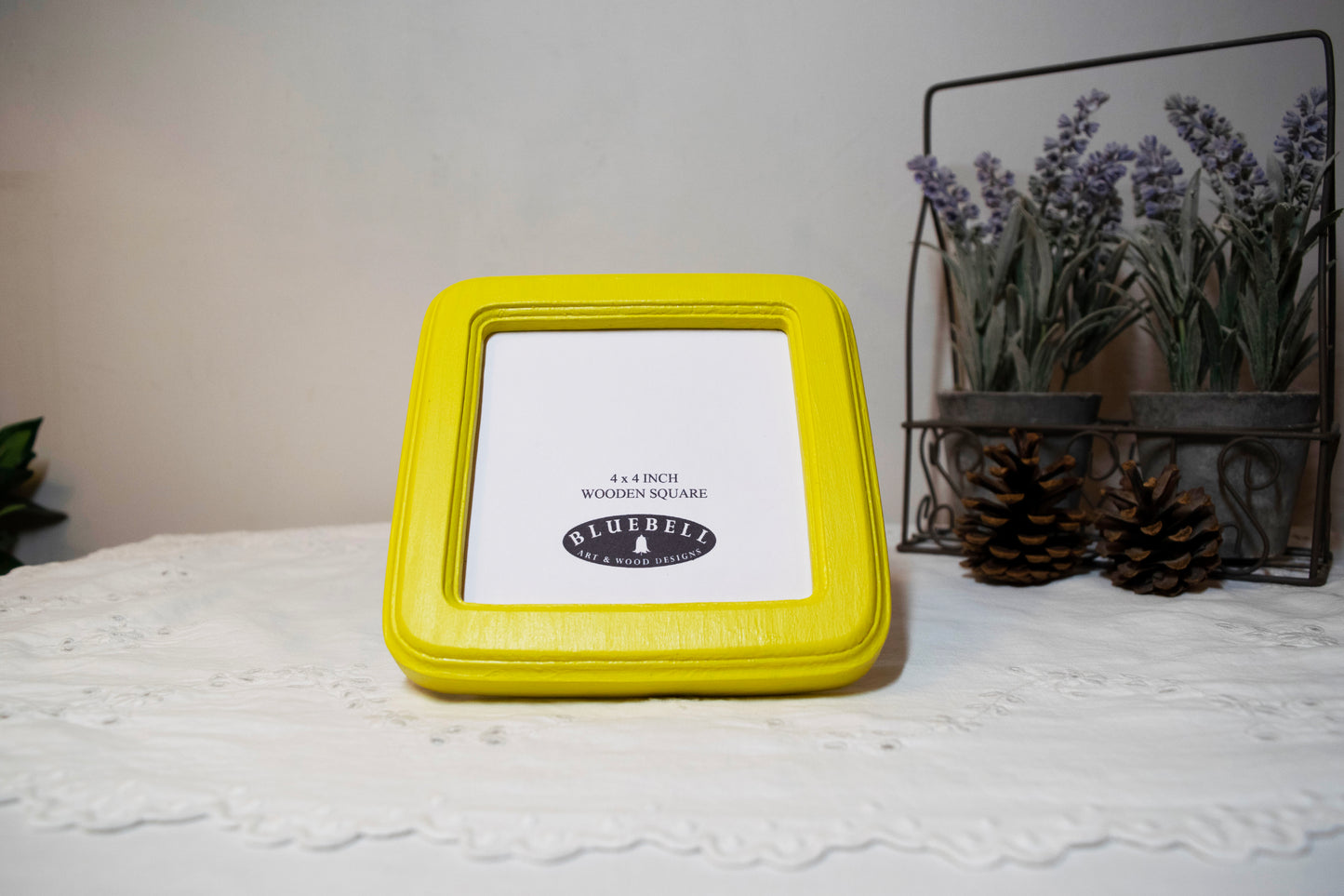 Yellow 4" x 4" Square Handmade Wooden Photo Picture Frame