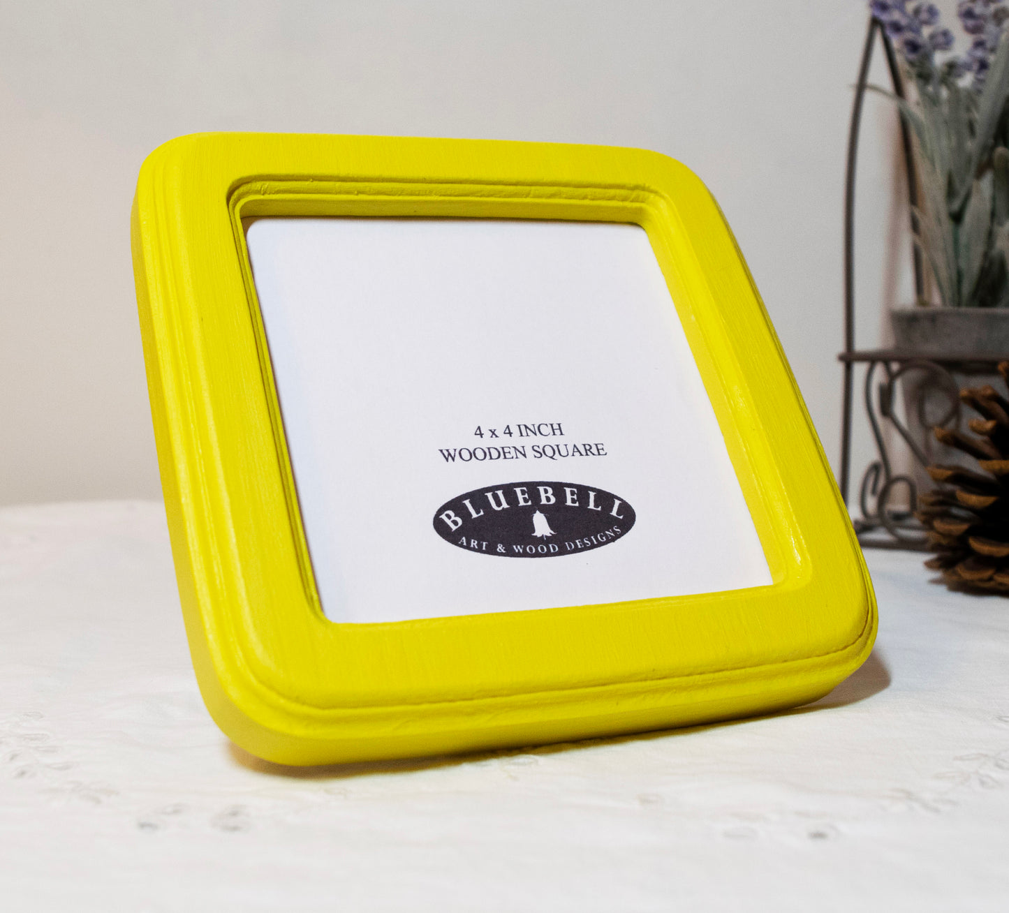 Yellow 4" x 4" Square Handmade Wooden Photo Picture Frame