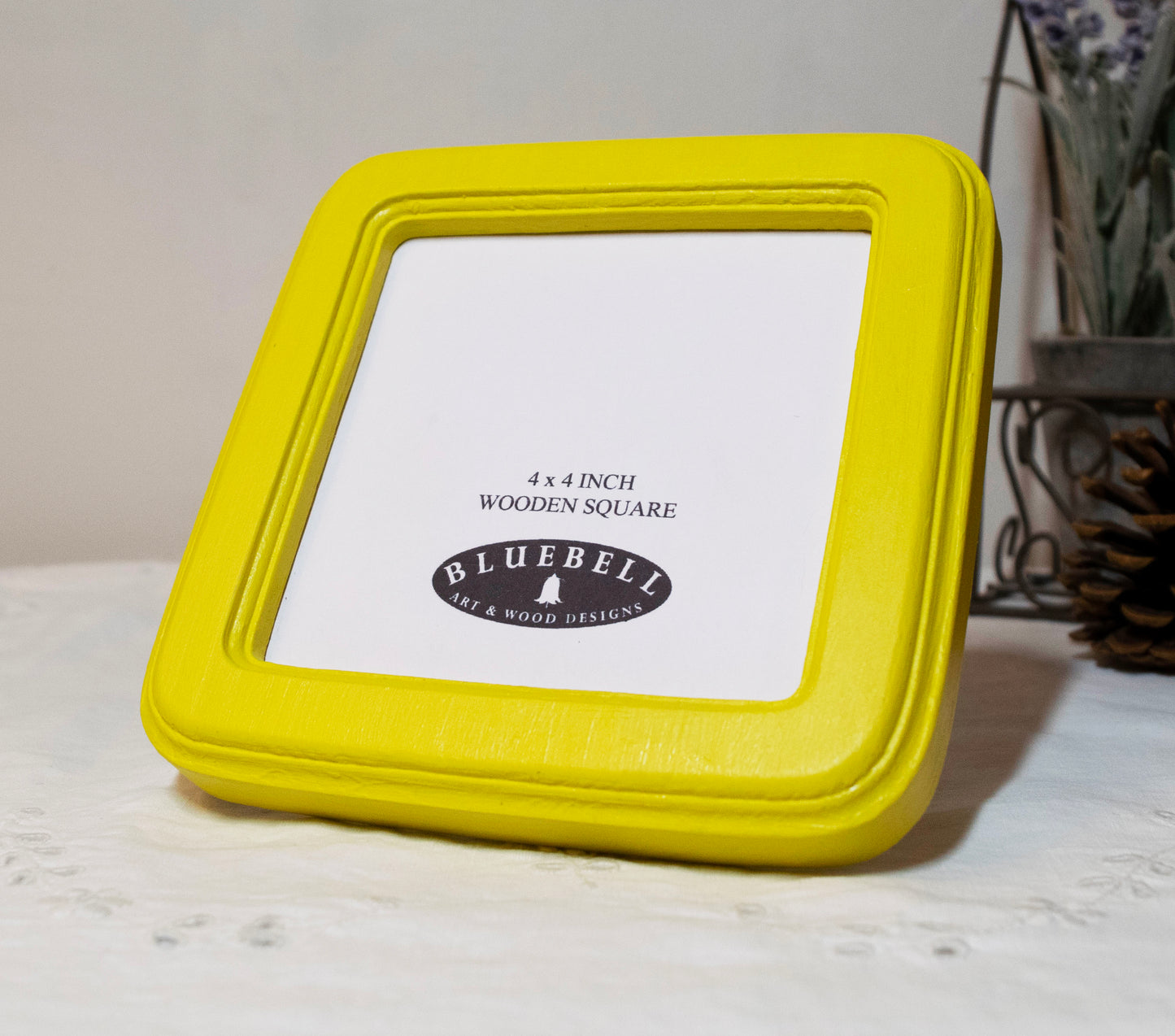 Yellow 4" x 4" Square Handmade Wooden Photo Picture Frame