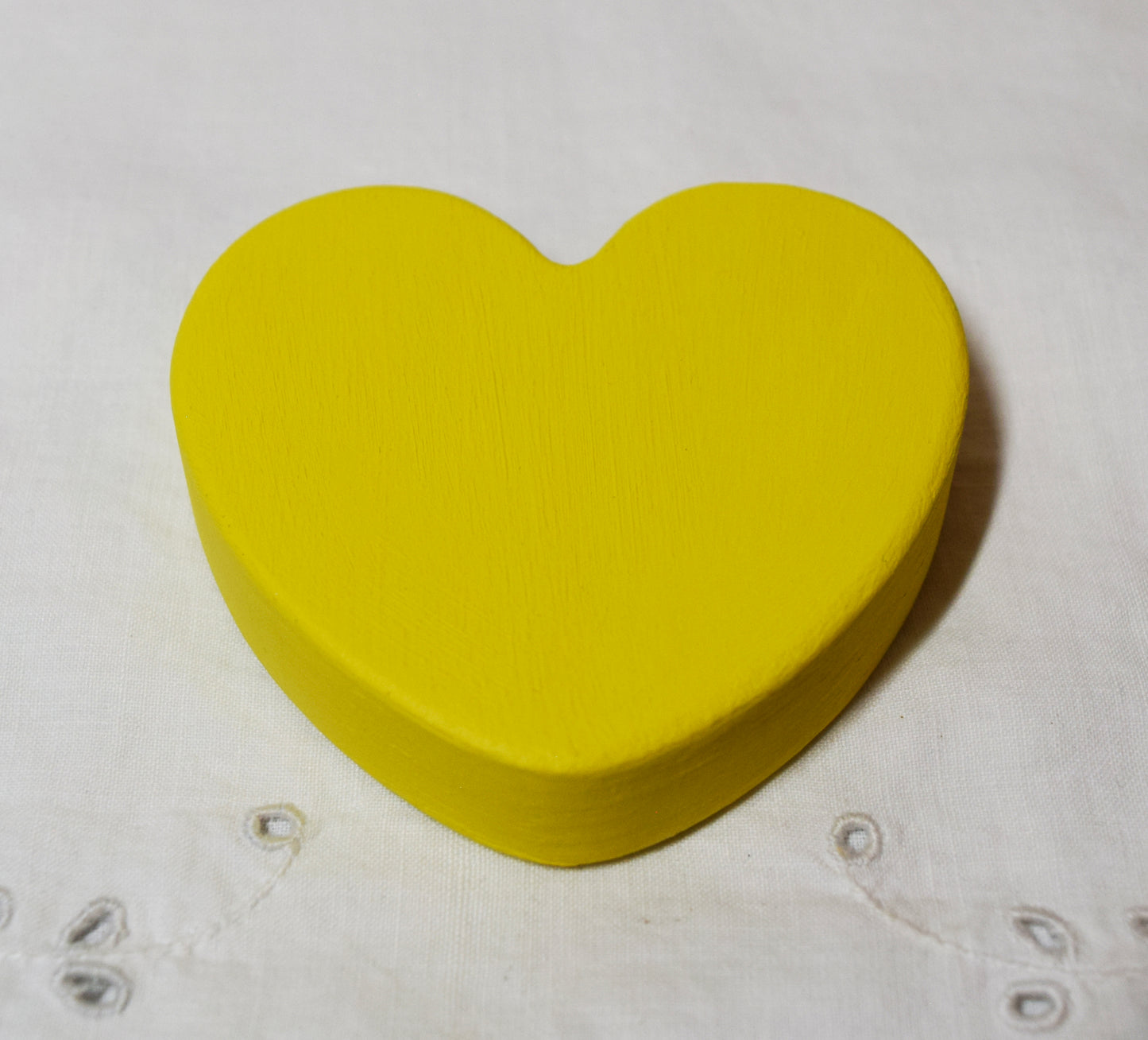Yellow Wooden Love Heart Shelf Sitter Ornament 3"x3", 2"x2"