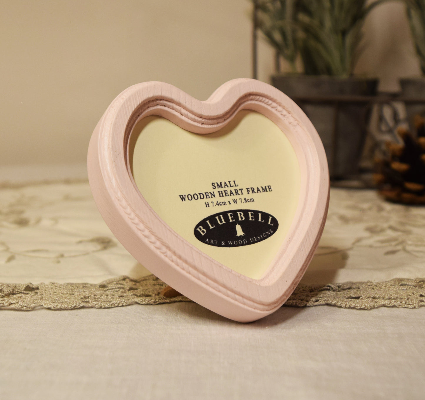 Baby Pink 3" x 3" Heart Handmade Wooden Photo Picture Frame