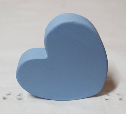 Baby Blue Wooden Love Heart Shelf Sitter Ornament 3"x3", 2"x2"