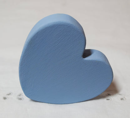 Baby Blue Wooden Love Heart Shelf Sitter Ornament 3"x3", 2"x2"