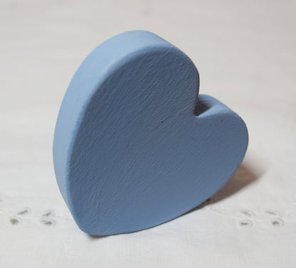 Baby Blue Wooden Love Heart Shelf Sitter Ornament 3"x3", 2"x2"