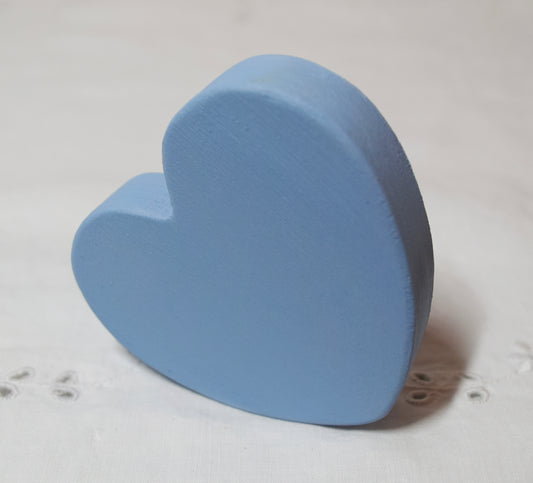 Baby Blue Wooden Love Heart Shelf Sitter Ornament 3"x3", 2"x2"