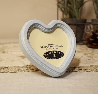 Baby Blue Heart Shaped Wooden Photo Frame 4"x4", 3"x3"