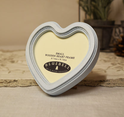 Baby Blue Heart Shaped Wooden Photo Frame 4"x4", 3"x3"