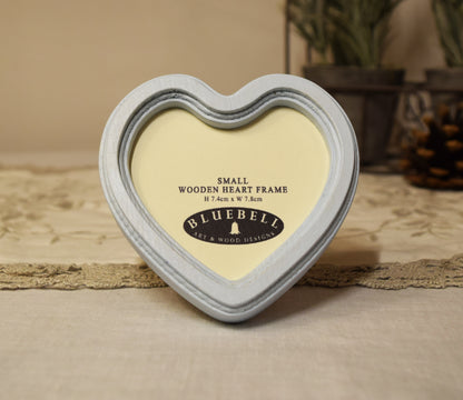 Baby Blue Heart Shaped Wooden Photo Frame 4"x4", 3"x3"