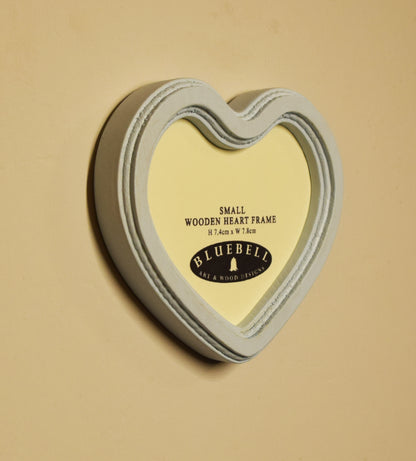 Baby Blue Heart Shaped Wooden Photo Frame 4"x4", 3"x3"