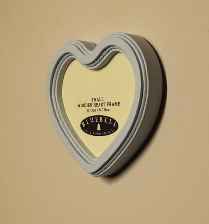 Baby Blue Heart Shaped Wooden Photo Frame 4"x4", 3"x3"