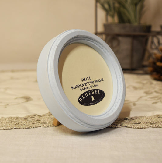 Baby Blue Round Shaped Wooden Photo Frame 8”x8”, 7”x7”, 6"x6", 5"x5", 4"x4", 3"x3", 2.5"x2.5"