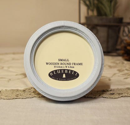 Baby Blue Round Shaped Wooden Photo Frame 8”x8”, 7”x7”, 6"x6", 5"x5", 4"x4", 3"x3", 2.5"x2.5"
