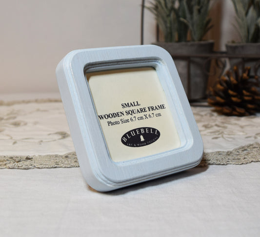 Baby Blue Square Shaped Wooden Photo Frame 8”x8”, 7”x7”, 6"x6", 5"x5", 4"x4", 3"x3", 2.5"x2.5"