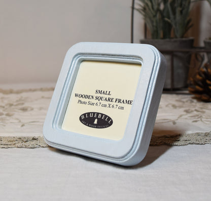 Baby Blue Square Shaped Wooden Photo Frame 8”x8”, 7”x7”, 6"x6", 5"x5", 4"x4", 3"x3", 2.5"x2.5"