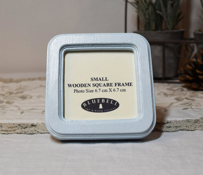 Baby Blue Square Shaped Wooden Photo Frame 8”x8”, 7”x7”, 6"x6", 5"x5", 4"x4", 3"x3", 2.5"x2.5"