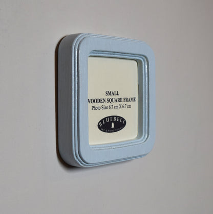 Baby Blue Square Shaped Wooden Photo Frame 8”x8”, 7”x7”, 6"x6", 5"x5", 4"x4", 3"x3", 2.5"x2.5"