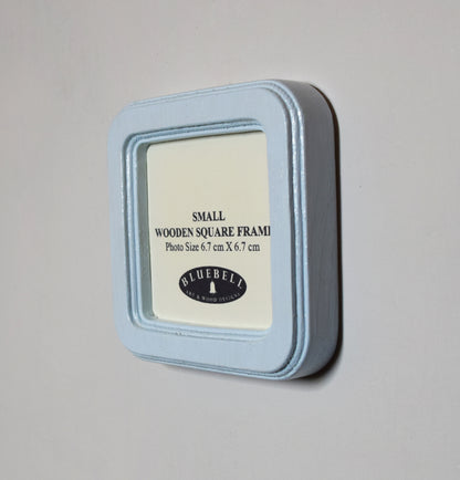Baby Blue Square Shaped Wooden Photo Frame 8”x8”, 7”x7”, 6"x6", 5"x5", 4"x4", 3"x3", 2.5"x2.5"