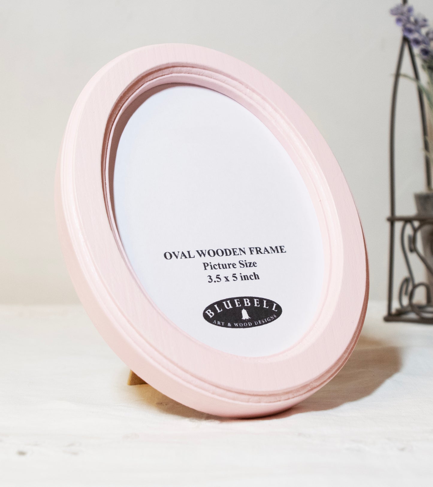 Baby Pink 3.5" x 5" Oval Handmade Wooden Photo Picture Frame