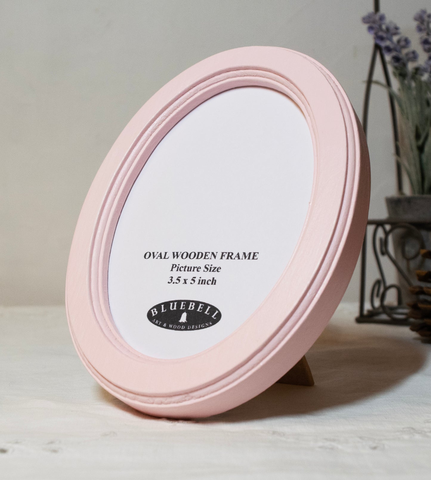 Baby Pink 3.5" x 5" Oval Handmade Wooden Photo Picture Frame