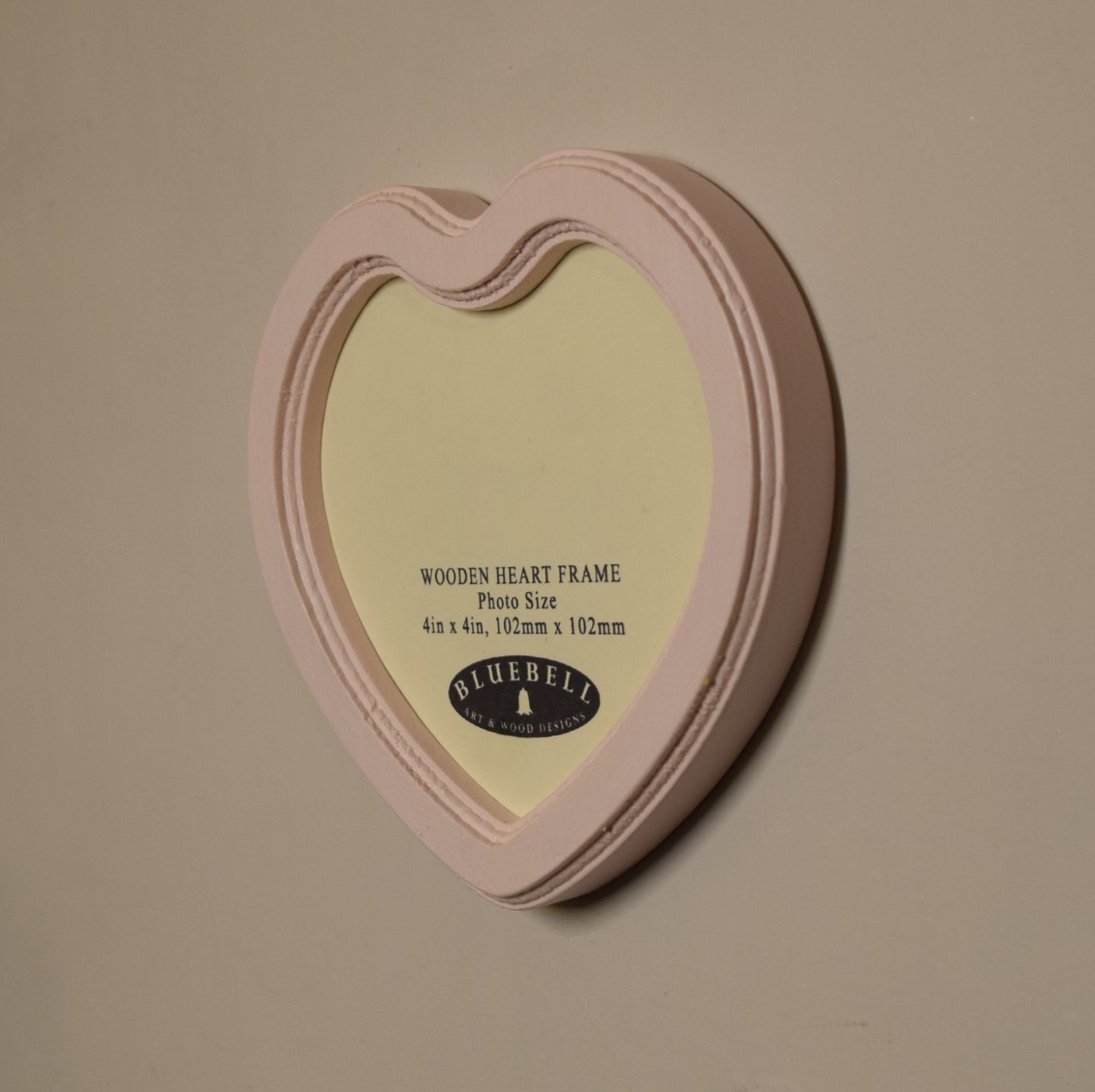 Baby Pink 4" x 4" Heart Handmade Wooden Photo Picture Frame