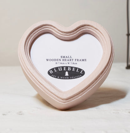 Ballerina Pink Heart Shaped Wooden Photo Frame 4"x4", 3"x3"