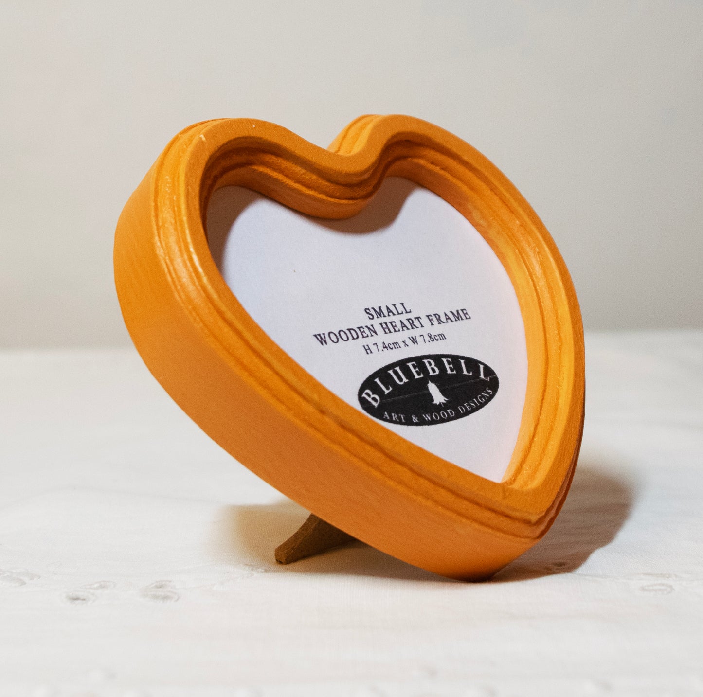 Orange 3" x 3" Heart Handmade Wooden Photo Picture Frame