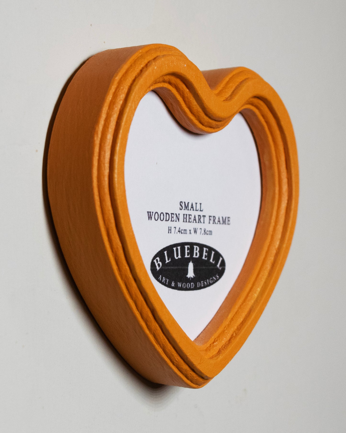 Orange 3" x 3" Heart Handmade Wooden Photo Picture Frame