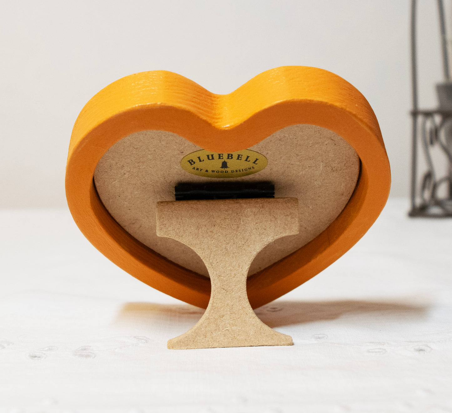 Orange 3" x 3" Heart Handmade Wooden Photo Picture Frame