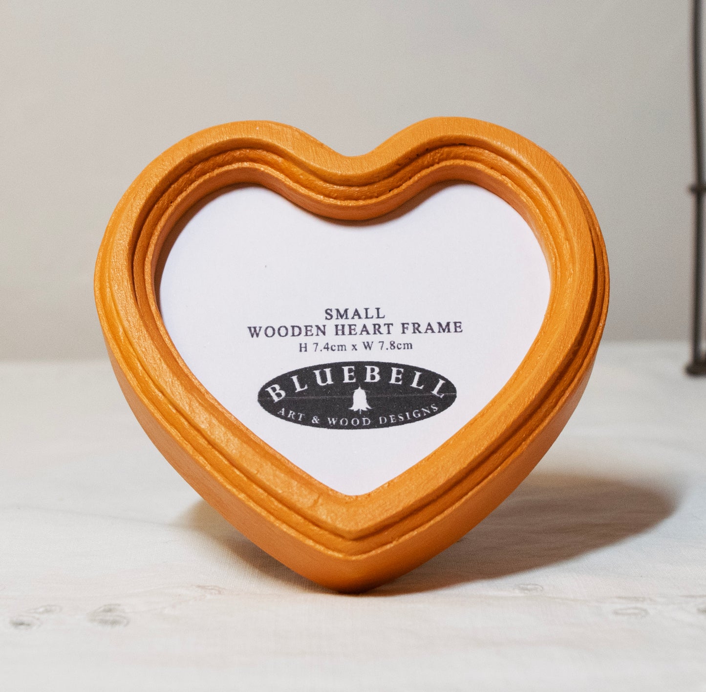 Orange 3" x 3" Heart Handmade Wooden Photo Picture Frame